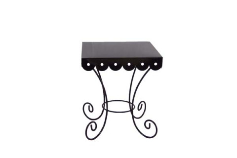 SCALLOPED SMALL BLACK ENAMEL CAKE STAND