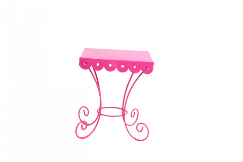 SCALLOPED SMALL FUSHIA ENAMEL CAKE STAND 9LX9WX10.5H