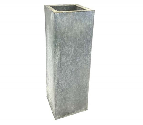 LARGE GRAY ZINC SQUARE PLANTER