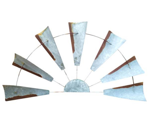 RUSTY ZINC HALF WIND MILL DÉCOR 32"X15.75"X2"