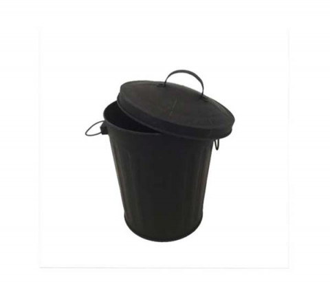 ANTIQUE BLACK TRASH PAIL