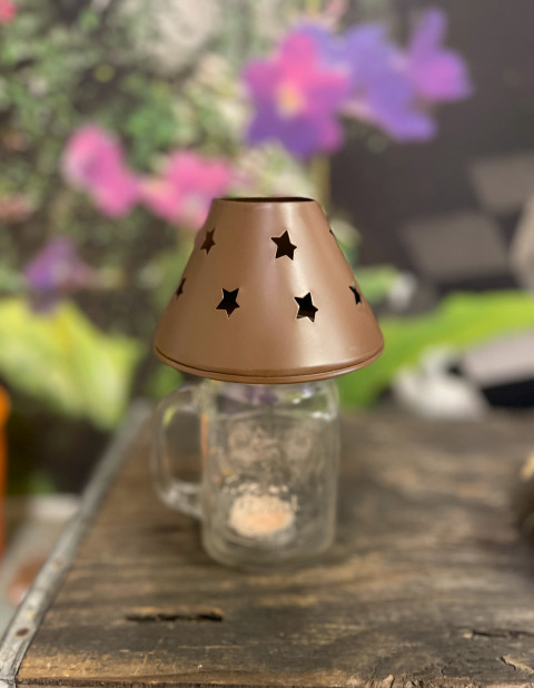 BROWN STAR CANDLE SHADE FOR 2.87" MASON JAR