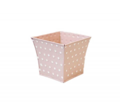 SQUARE PINK CONTAINER WITH 3D WHITE DOTS