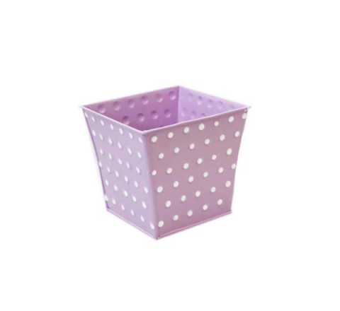 SQUARE LILAC CONTAINER WITH 3D WHITE DOTS
