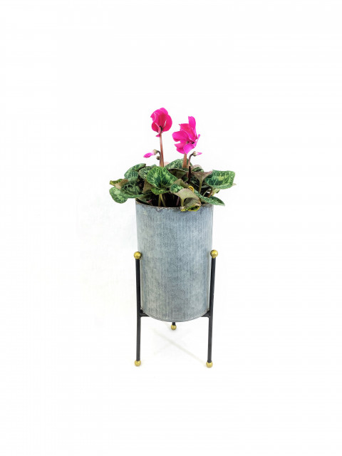 SM. GRAY ZINC CYLINDER PLANTER