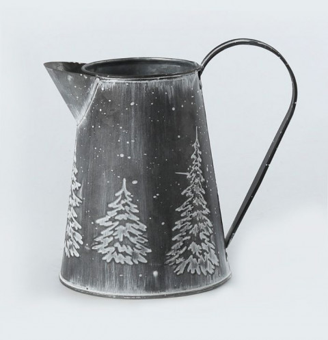 WHITE WASH EMBOSSED WATER PITCHER