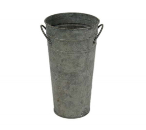 GREY ZINC TIN FRENCH BUCKET 15" X 8 1/8 DIA