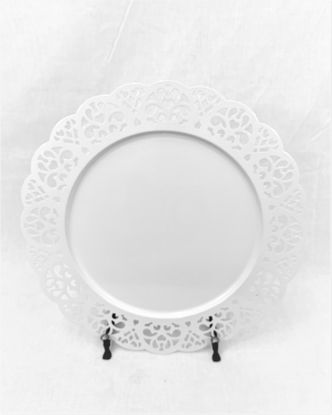 WHITE PLATE WITH DESIGN TRIM 12.6"W(no track)