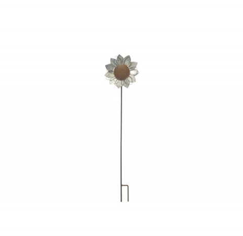 SMALL RUSTY AND GALVANIZED SUNFLOWER PICK