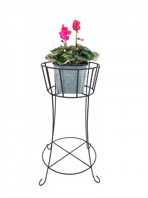 M.BLACK WIRE ROUND PLANTER WITH STAND