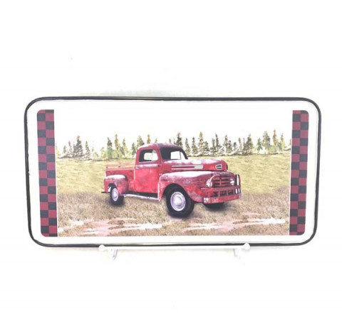 RED TRUCK WALL D??COR WITH RED AND BLACK TRIM