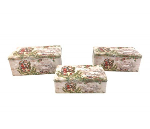 RECTANGLE SANTA GIFT BOXES, SET OF 3