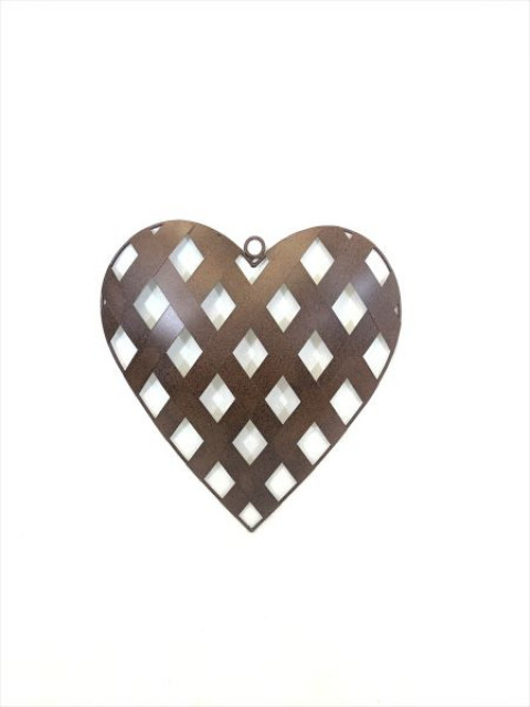 14" Rustic with black dots Metal Heart