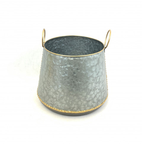 LG. WEATHERED LOOK FLARED BUCKET W/GOLD TRIM