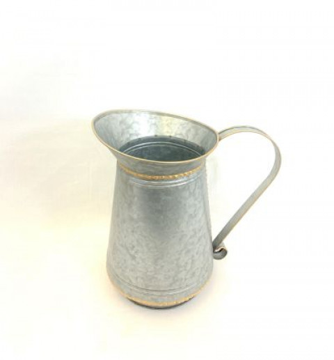 WEATHERED LOOK WATER PITCHER W/GOLD TRIM
