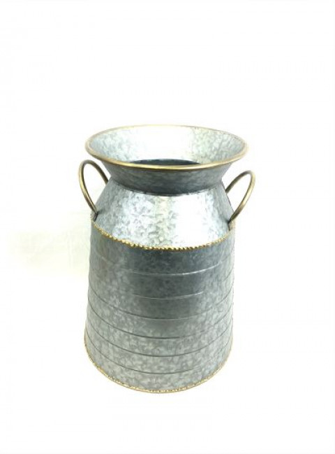 WEATHER LOOK MILK CAN W/ GOLD TRIM 