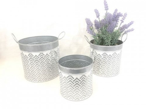 WHITE WASH GEOMETRIC DESIGN S/3 CANISTER