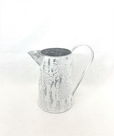 WHITE WASH EMBOSSED OAK LEAVES PITCHER