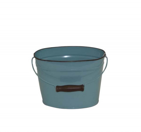 AQUA ENAMEL OVAL BUCKET 5.5"x6"