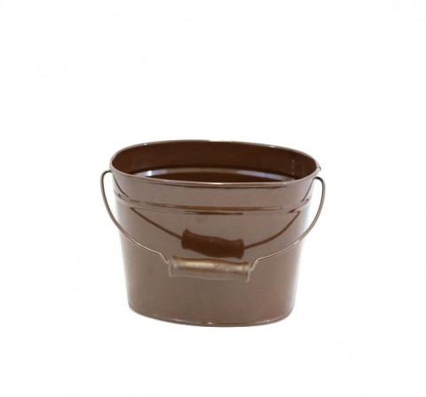 BROWN ENAMEL OVAL BUCKET 5.5"x6"