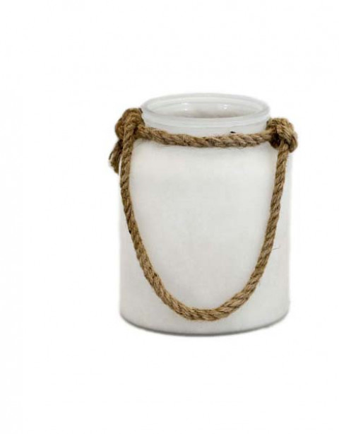 LARGE WHITE FROST WIDE MOUTH GLASS JAR 6.3"X8.27"