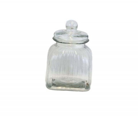 MEDIUM AIR TIGHT CLEAR GLASS JAR WITH LID 6.3"X10.24