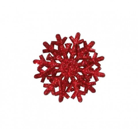 3D RED GLITTER SNOWFLAKE MAGNET WITH RAISED CENTER