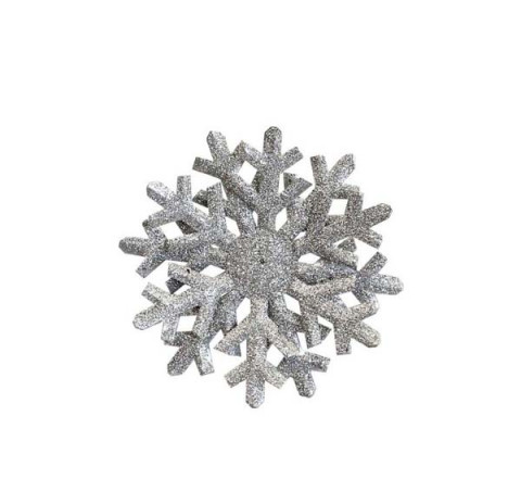 3D SILVER GLITTER SNOWFLAKE MAGNET WITH RAISED CENTER
