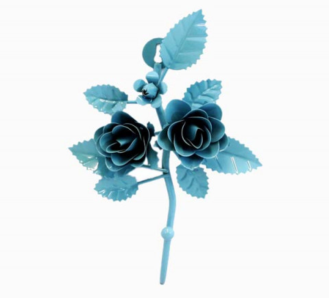 AQUA TIN ROSES HOOK 9"H