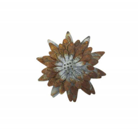  HANDMADE RUSTY ZINC MAGNETIC SUNFLOWER 4.25"