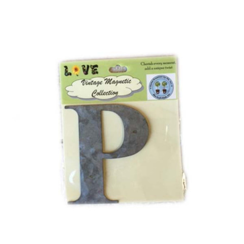 WEATHERED LOOK SMALL MAGNETIC LETTER "P" 3.5"