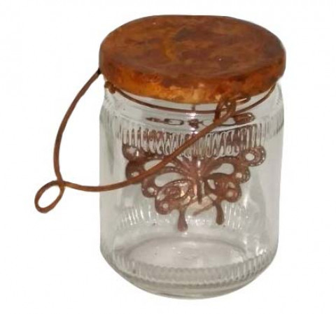 DECORATIVE HANGING GLASS JARS WITH BUTTERFLY AND GLASS BALL