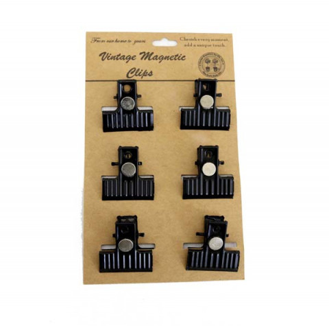 GRAY ZINC MAGNETIC CLIPS SET OF 6 1.4"X1.5"X0.9"