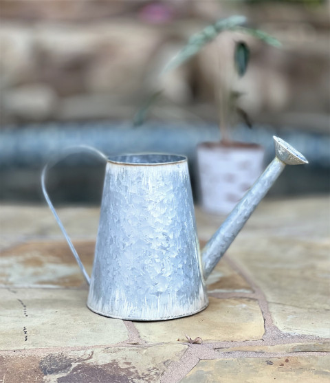 GRAY ZINC WHITE WASH PITCHER WATERING CAN