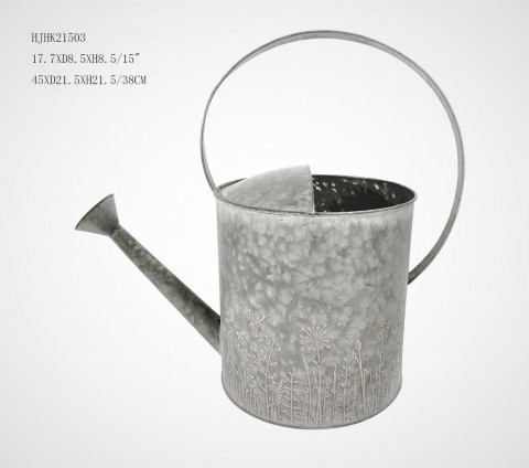 WEATHER-LOOK WATERING CAN WITH EMBOSSE FLOWERS