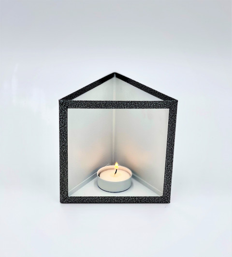 BLACK METAL LUSIONS CANDLE HOLDER 5"x4.5"x5"H