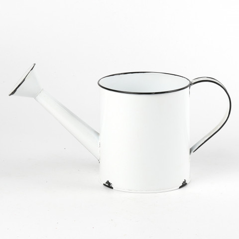 white enamel watering can