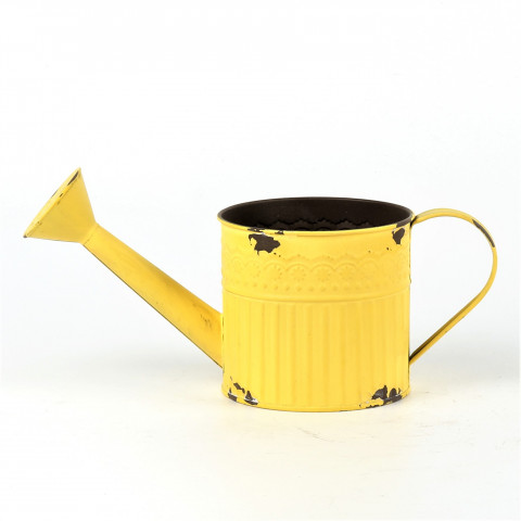 LEMON YELLOW ROUND WATERING CAN PLANTER 10.63XD4.72XH4.33/4.7