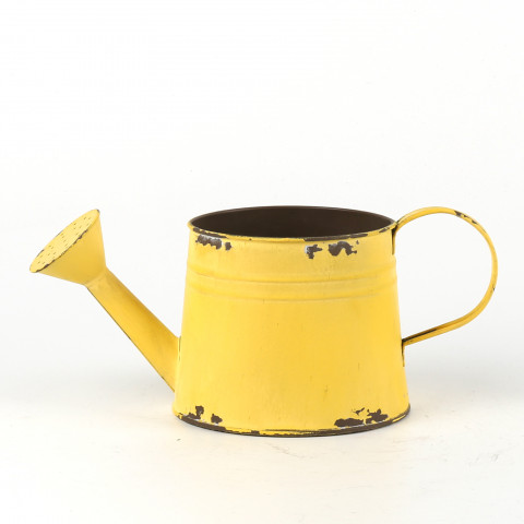 LEMON YELLOW OVAL WATERING CAN PLANTER 