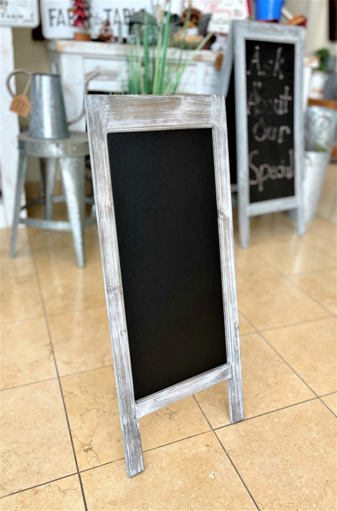 SMALL CHALKBOARD WITH DISTRESSED WOOD STAND