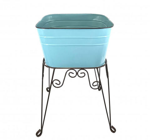 SM AQUA ENAMEL WASH TUB & STAND 15"X 23.5"H