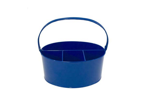 NAVY BLUE OVAL ENAMEL UTENSIL HOLDER 11"x6.5x10"H