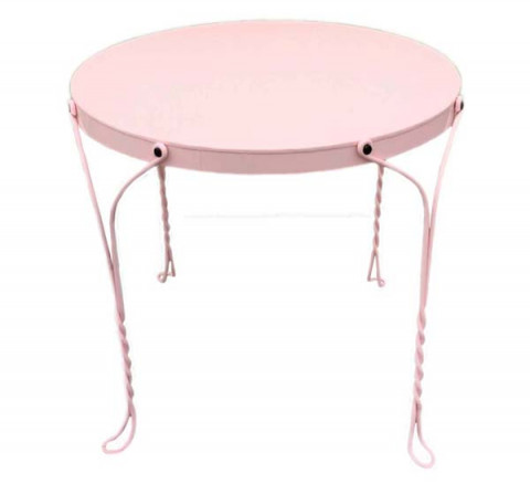 PINK ENAMEL ICE CREAM PARLOR TABLE 31"Hx32"ROUND