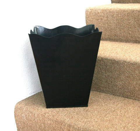 BLACK ENAMEL TRASH BASKET 9.75Lx8.5"Wx12"H