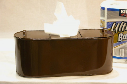 BROWN ENAMEL TISSUE & TOILET PAPER HOLDER 14.75x5.25"x6"H