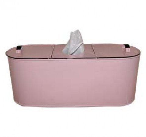 PINK ENAMEL TISSUE & TOILET PAPER HOLDER 14.75x5.25"x6"H