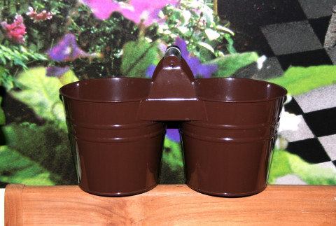 BROWN DUAL BUCKET 8" WITH HANDLE 16LX10H-IND 8WX7.5H 5.5BTM