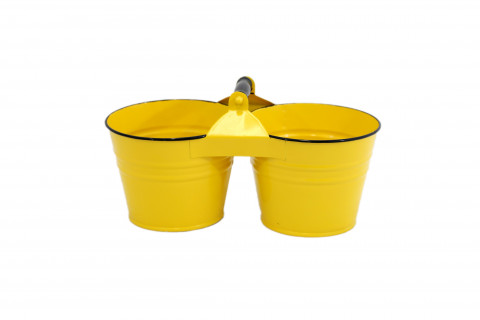 YELLOW DUAL BUCKET WITH HANDLE 13L X8H - IND 6WX5.75H 5"BTM