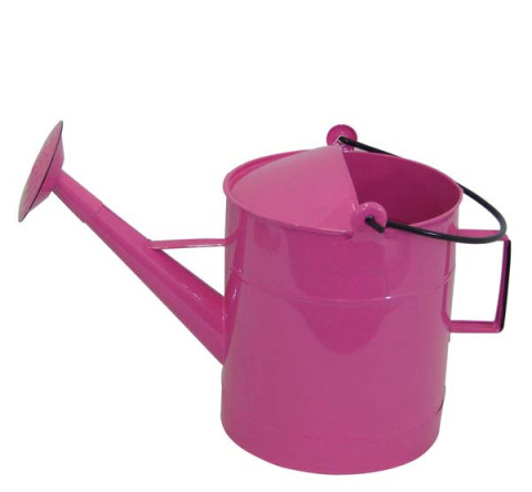 ENAMEL FUCHSIA WATER CAN  17Lx9Wx9.5H