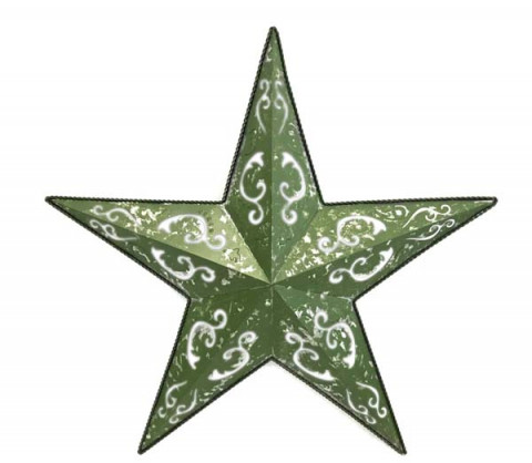 DISTRESSED MOSS GREEN LACEY STAR